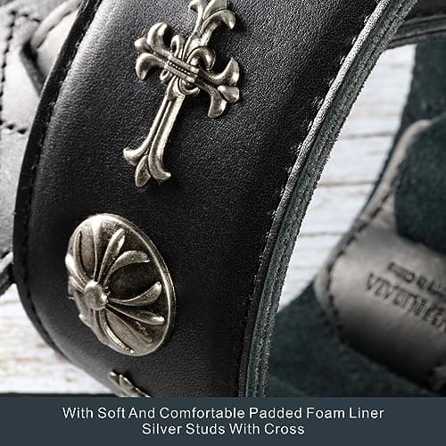 Nefelibata Leather Guitar Strap with Foam Padding and Cross Silver Rivets