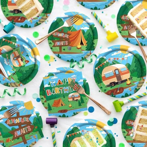 Camping Party Decorations Set - Serves 25 - 1st Birthday & Wedding Parties