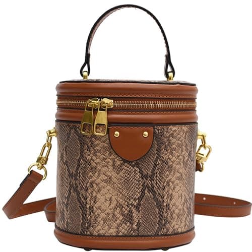 RTGGSEL Quilted Lattice Shoulder Bag for Women with Bunny Pendant — Snake Brown