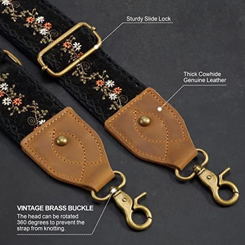 Nefelibata Retro Jacquard Embroidery Crossbody Bag Strap - Adjustable, Vintage Florals