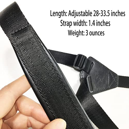 RAUYIVANY Classic Guitar Strap, Soft Leather, Adjustable 28-33.5", Black