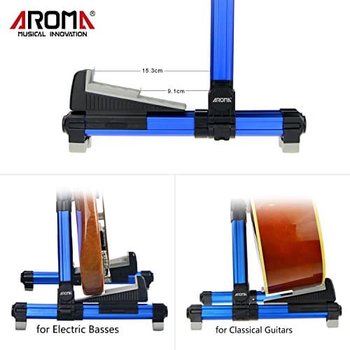 Foldable Aluminum Guitar Stand for All Strings - Blue Steady & Portable Protection