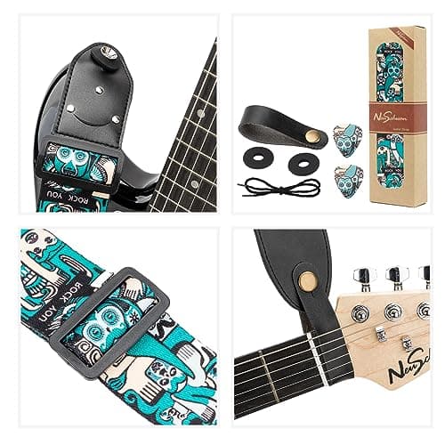 Guitar Straps for Bass, Electric, and Acoustic Guitars: with Pick Pocket and Free Accessories