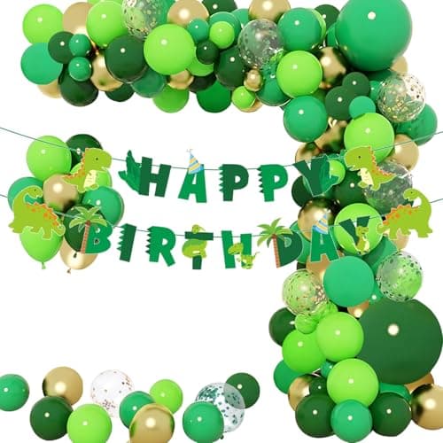 Camping Theme Birthday Party Decorations Kit Banner Topper — Green Balloon Set