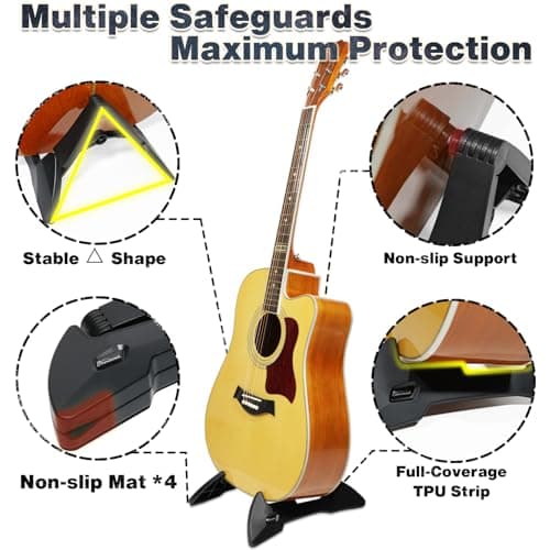 Sturdy Foldable Guitar Stand, Compatible với Guitar, Bass, Ukulele & Banjo