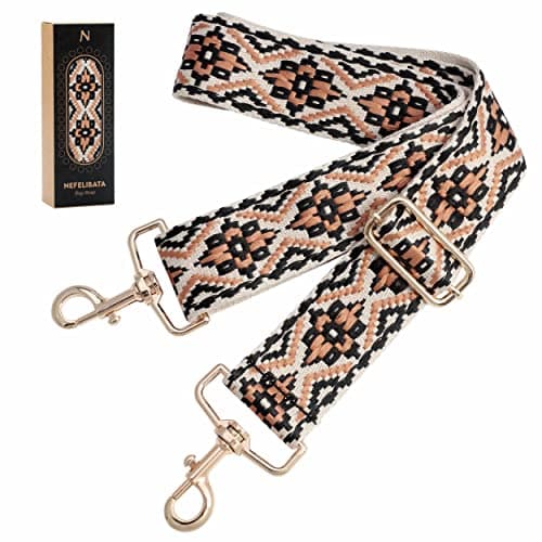Nefelibata Adjustable 2 Purse Strap - Multi-Pattern Crossbody Replacement — Diamond Brown