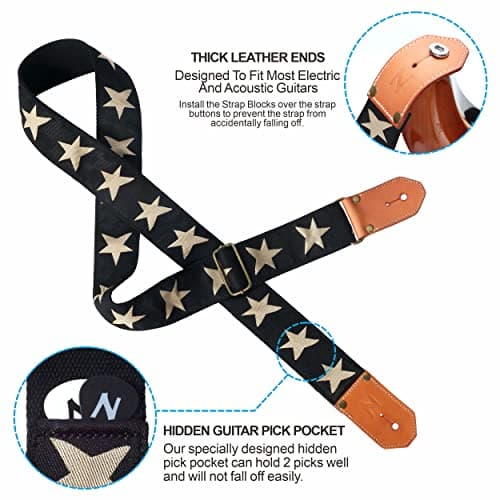 Cool Woven Guitar Strap with Leather Ends for Guitarists