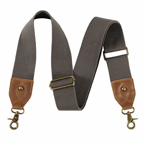 Nefelibata Purse Strap - Wide Leather Shoulder Strap with Embroidery — Retro Gentleman Grey