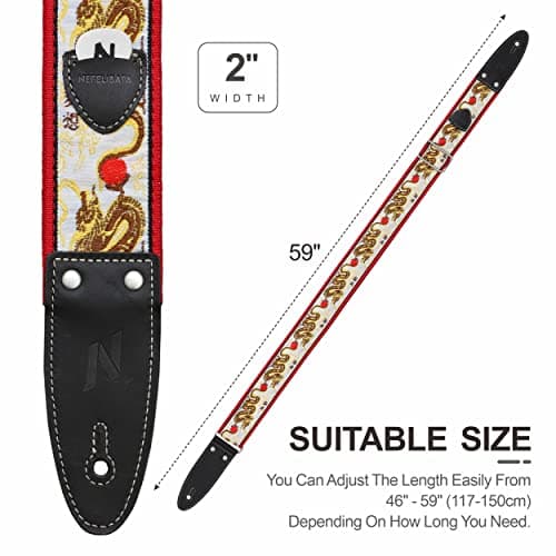 Golden Dragon Embroidered Guitar Strap