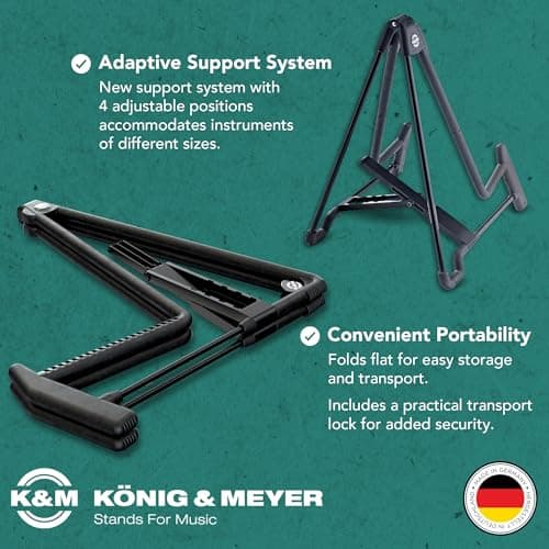 K&M Heli 2 Electric Guitar Stand | Sturdy, Adjustable, Black | German Made