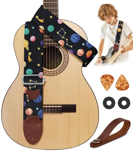 Cool Long Adjustable Acoustic Guitar Strap for Ukulele, Bass, & Classical Electric Guitars — Universe