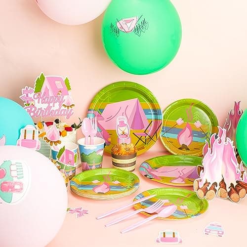 154 Pcs Camping Girl Party Decor Set