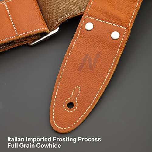 Nefelibata Guitar Strap: 2 Leather for Bass, Electric & Acoustic Guitar, Includes Picks and Accessories