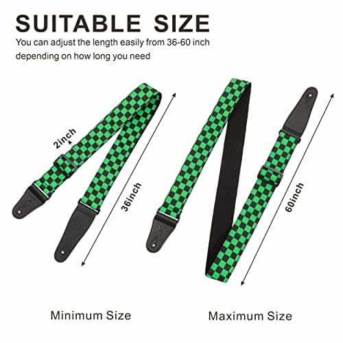 Custom Nefelibata Guitar Strap for Kids, Men & Women (Green)