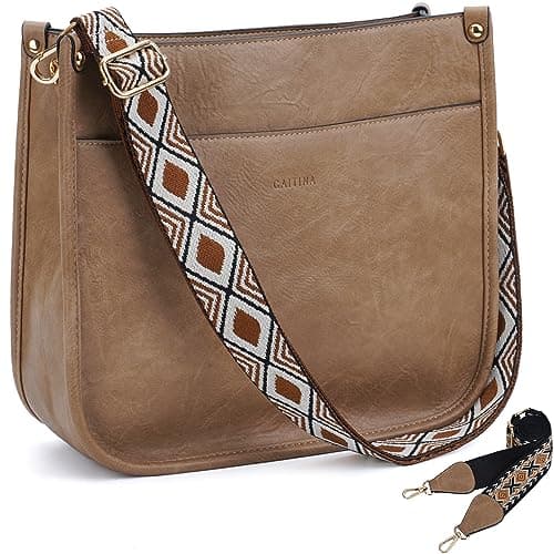 Caitina Women's Vegan Leather Adjustable Strap Crossbody Hobo Purse — A20-dark Rosered