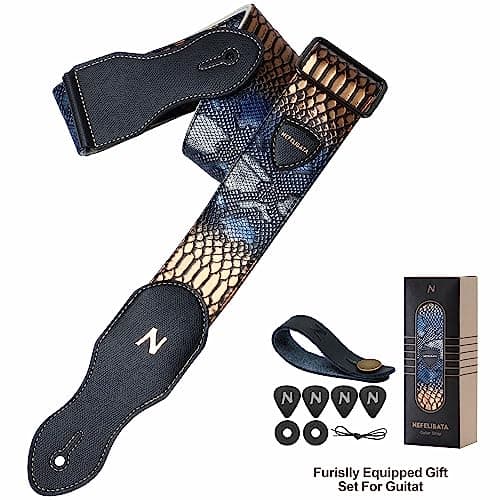 Vintage Leather Guitar Strap with Pick Pocket