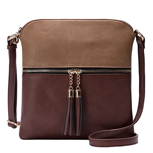 Solene Women's Lightweight Tassel Crossbody Purse, Perfect Daily and Travel Bag — Stone/Brown