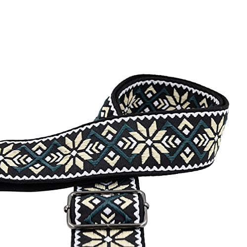 Embroidery Guitar Strap with Plectrum Pocket & Strap Blocks for Acoustic/Electric/Bass