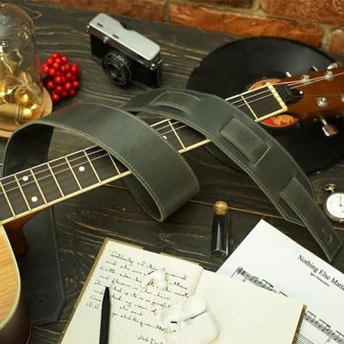 Engraved Text Custom Guitar Strap - Personalized Microfiber Leather Bass Strap Gifts for Men (Style 1)