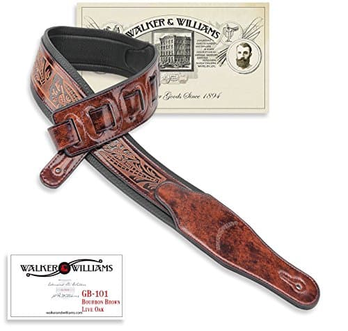 Walker & Williams GB-101 Bourbon Brown Handmade Leather Strap for Guitars