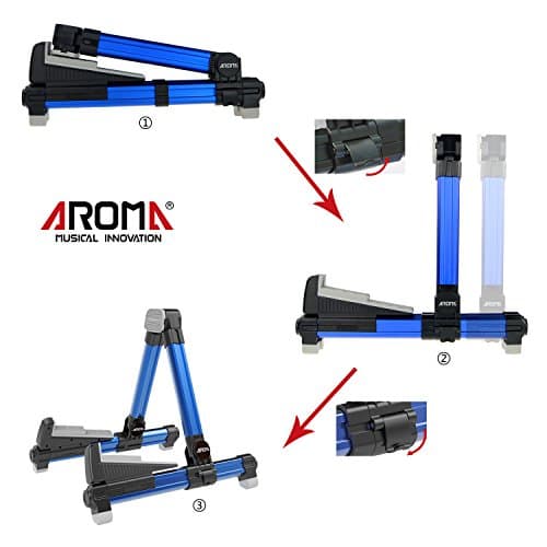 Foldable Aluminum Guitar Stand for All Strings - Blue Steady & Portable Protection