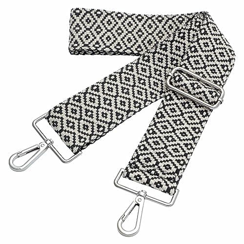 Nefelibata Adjustable 2 Purse Strap - Multi-Pattern Crossbody Replacement — Black Embroidery