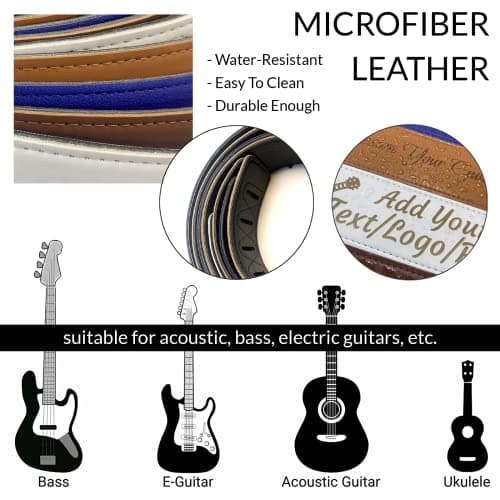 Custom Engraved Microfiber Guitar Strap for Men Adjustable Bass Strap Gifts