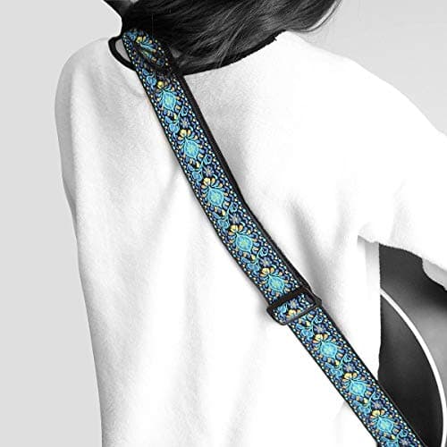 Jacquard Embroidered Cotton Guitar Strap for Bass, Electric & Acoustic Guitars