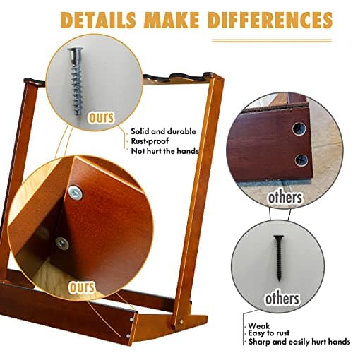 Multiple Guitar Holder Wooden Stand, 6-Holder Folding Rack for Acoustic, Electric & Bass Guitars