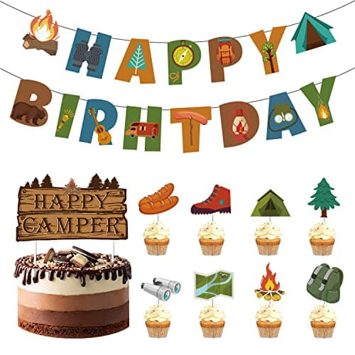 Happy Birthday Camping Party Decorations Kit