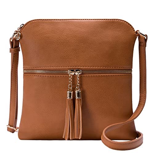 Solene Women's Lightweight Tassel Crossbody Purse, Perfect Daily and Travel Bag — Tan5