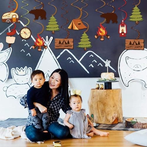 Camping Kids Party Hanging Swirls Decoration