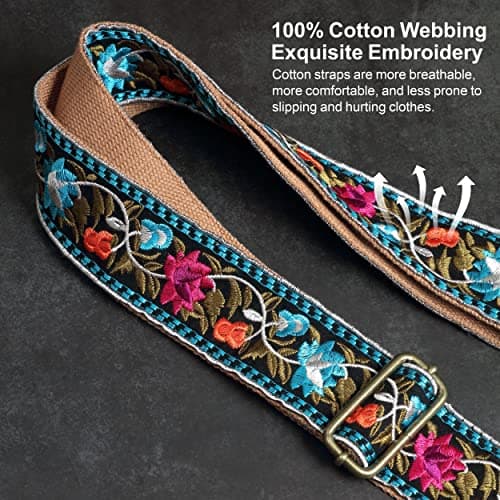 Nefelibata Purse Strap - Wide Leather Shoulder Strap with Embroidery