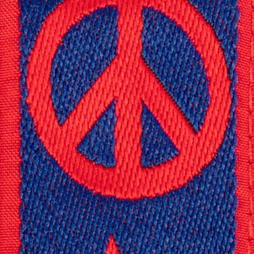 Ernie Ball Classic Jacquard Noble Rose Guitar/Bass Strap — Red and Blue Peace Love Dove