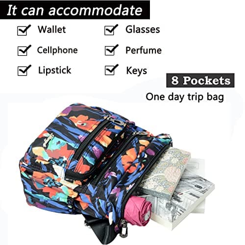 Nawoshow Nylon Floral Multi-Pocket Crossbody Travel Bag for Women