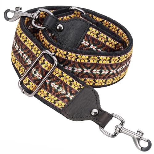 Retro Ethnic White Nefelibata Jacquard Embroidery Handbag Strap — Ethnic Yellow