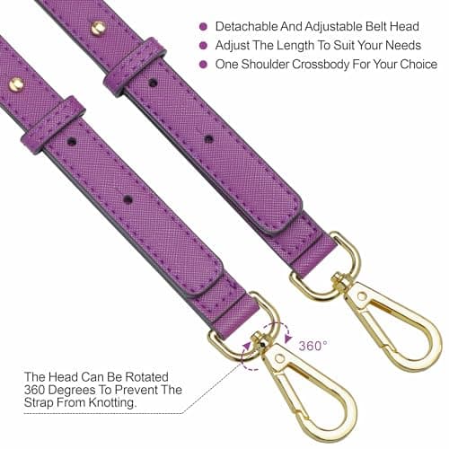 Nefelibata Glamour Purple Leather Crossbody Purse Strap with Custom Metal Buckle