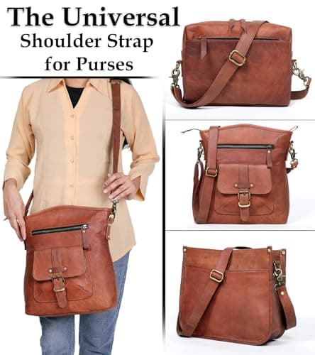 Zinria Brown Leather Purse Straps - 60-inch Adjustable Replacement Shoulder Straps for Handbags