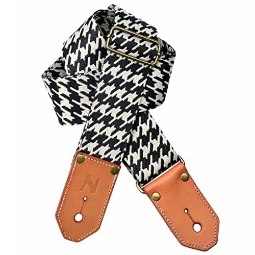 Cool Woven Guitar Strap with Leather Ends for Guitarists — Chidori Blue