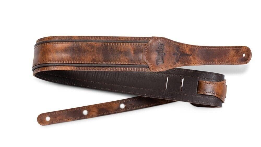 Weathered Brown Taylor Fountain 2.5-inch Leather Guitar Strap
