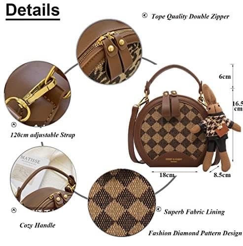 RTGGSEL Quilted Lattice Shoulder Bag for Women with Bunny Pendant