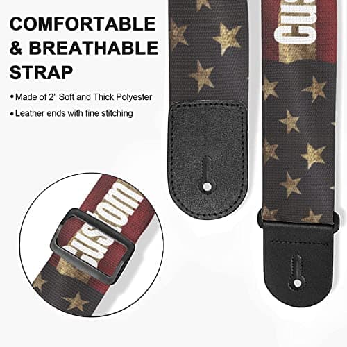 Custom Personalized American Flag Guitar Strap - Bass Electric Acoustic