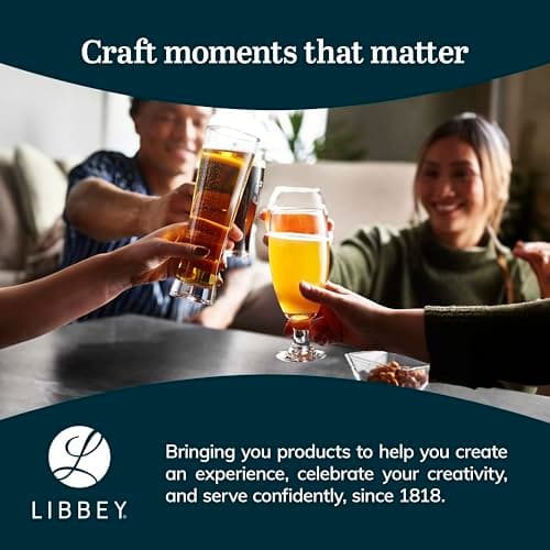 Craft Beer Glasses Set of 6 for Pilsner, Stout, Lager, IPA & More