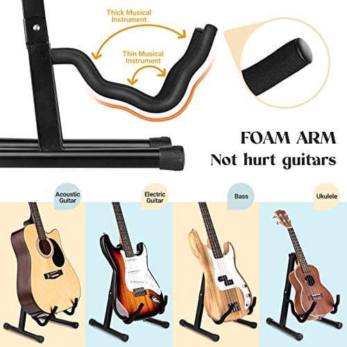 CAHAYA Folding Metal Guitar Stand CY0251 for Acoustic, Classical, Electric & Bass Guitars