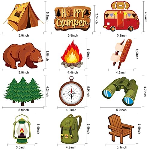 Camping Theme Party Centerpiece Sticks, 24pcs Birthday Adventure Decor