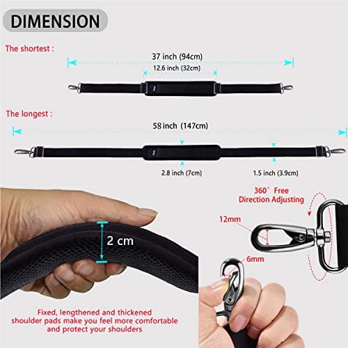 ZINZ Ultra-Thick Adjustable Shoulder Strap for Briefcase and Laptop Bag