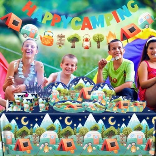 One Happy Camper Camping Birthday Party Decorations & Tableware for 20