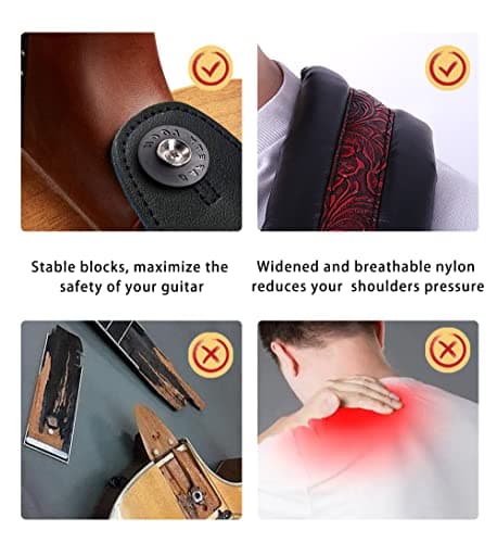 Neoprene Carbon Buckle Guitar Strap Soft Leather Bass/Electric/Acoustic