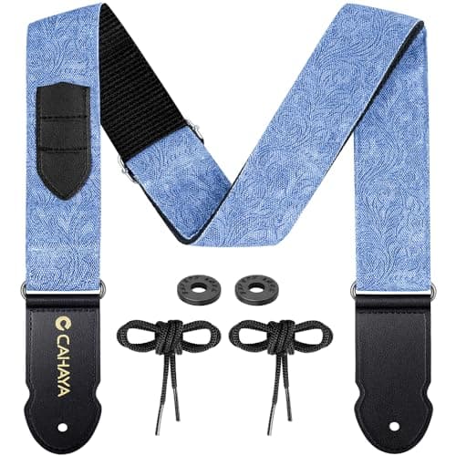 CAHAYA Acoustic Electric Classical Guitar & Bass Strap 37-60 inches Adjustable — Blue