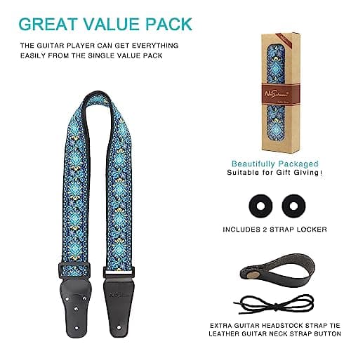 Silicone Lock Electric/Acoustic/Bass Guitar Strap with Cotton Jacquard